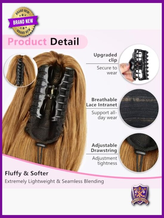 24 Inch Curly Wavy Ponytail Extension Claw Clip Hairpiece for Women main image 6